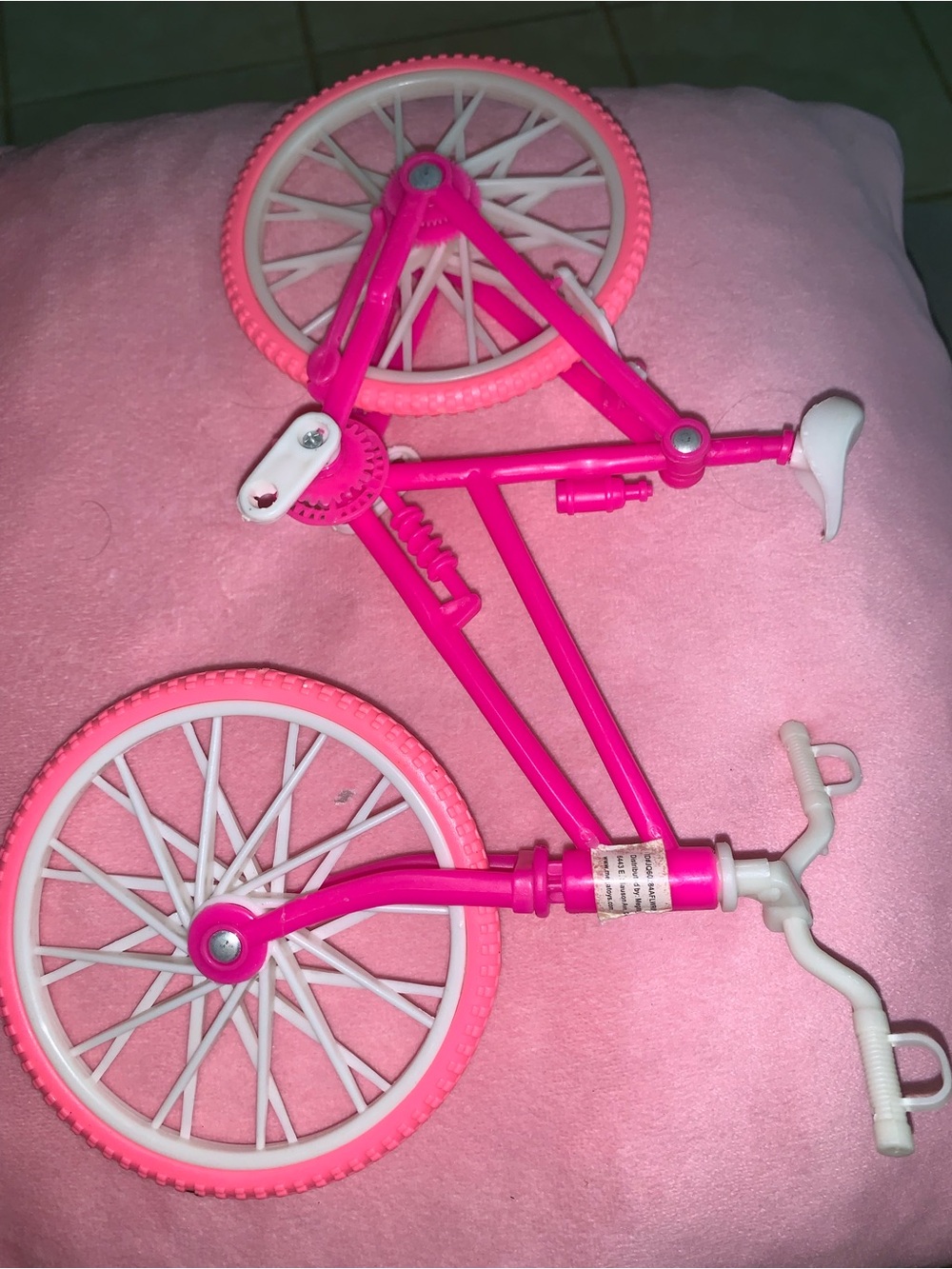 Pink Kids Toy Bicycle Frame and Wheels - Bright Pink and White